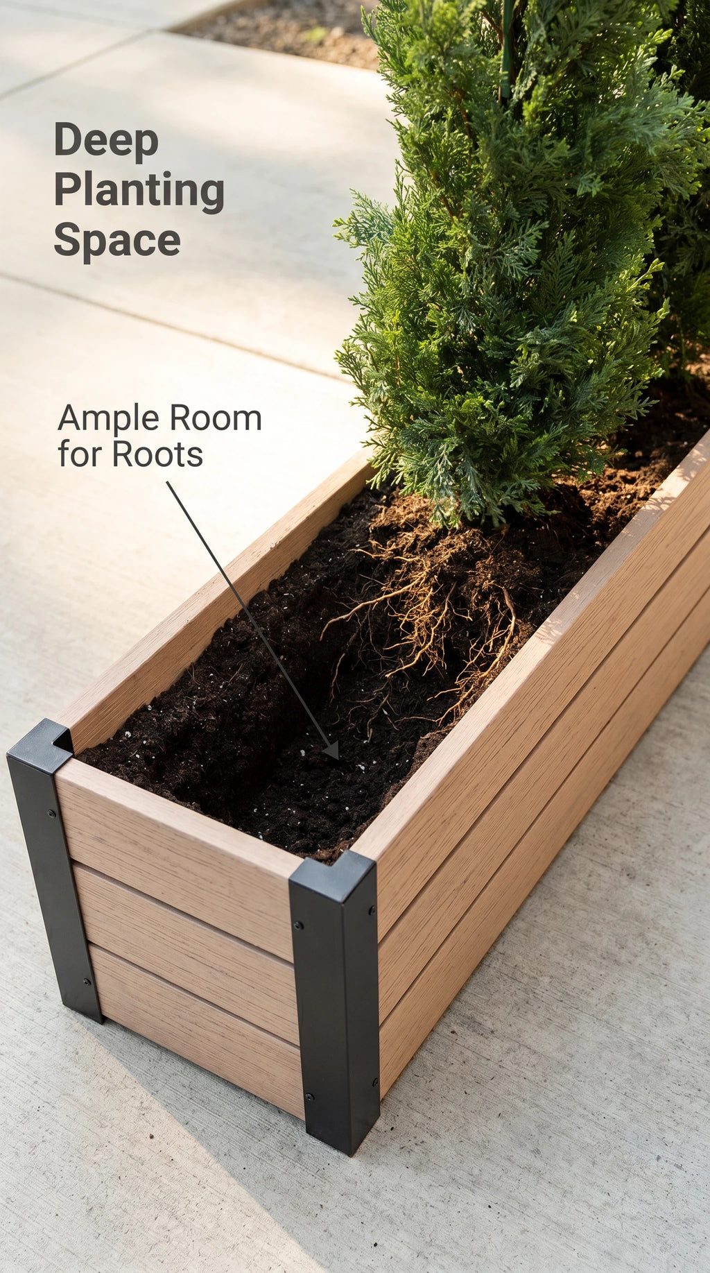 Portable Freestanding Wood Slat Privacy Screen with Built-in Outdoor Planter