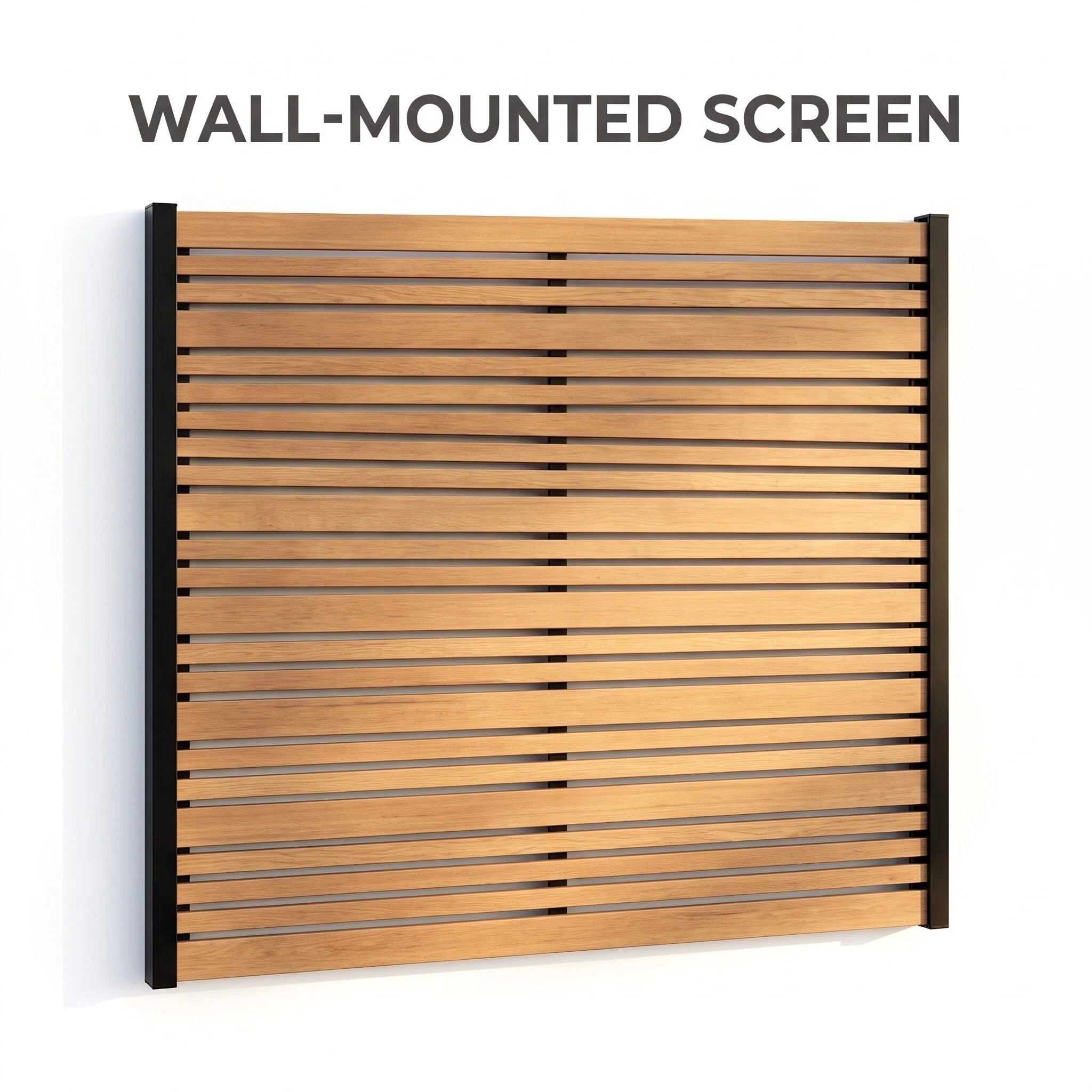 Portable Freestanding Wood Slat Privacy Screen with Built-in Outdoor Planter